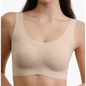 Niidor Seamless Wireless Bra Beige Nude Sz Large Removable Pads Comfort Bralette